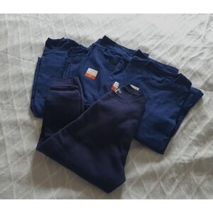 Lot Navy Blue 3 Fruit of the Loom Long Sleeve Tees 1 Hanes Sweatshirt XL Unisex